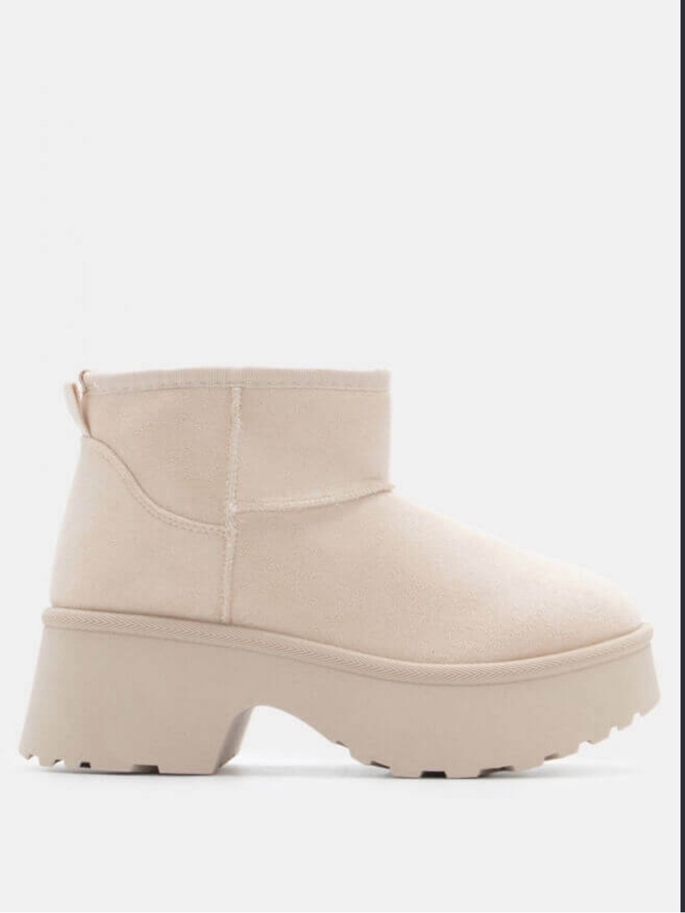 Pink Lily Cream Platform Lug Ankle Booties